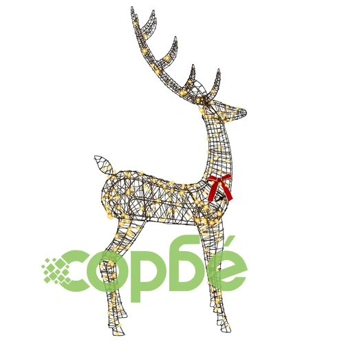 3D коледен елен от ратан 180 см с топло бяло LED осветление ➤ топ цена ➤ sorbe.bg