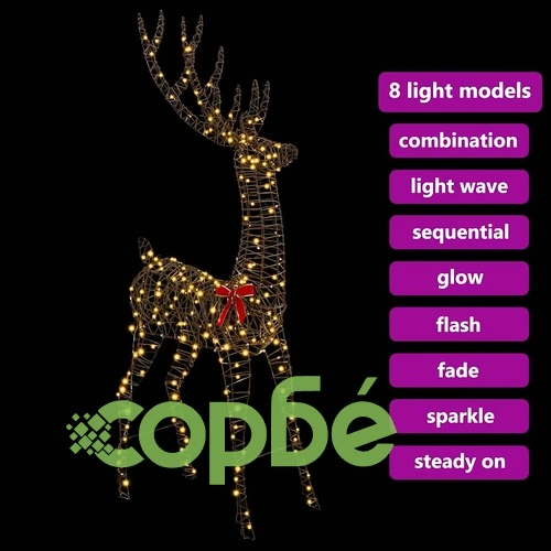 3D коледен елен от ратан 180 см с топло бяло LED осветление ➤ топ цена ➤ sorbe.bg