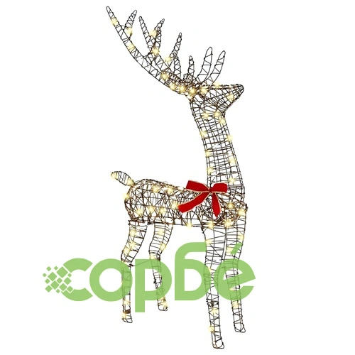 Коледна декорация Дядо Коледа с шейна от ратан 54x19x120 см топло бяло LED ➤ топ цена ➤ sorbe.bg