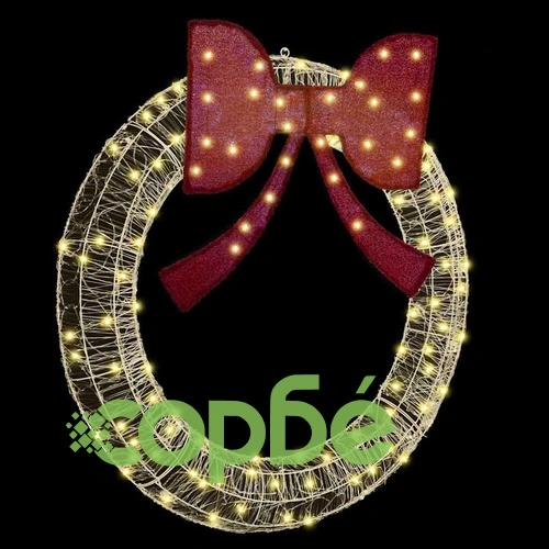 Коледен венец с LED осветление топло бяло 120 см акрил ➤ топ цена ➤ sorbe.bg