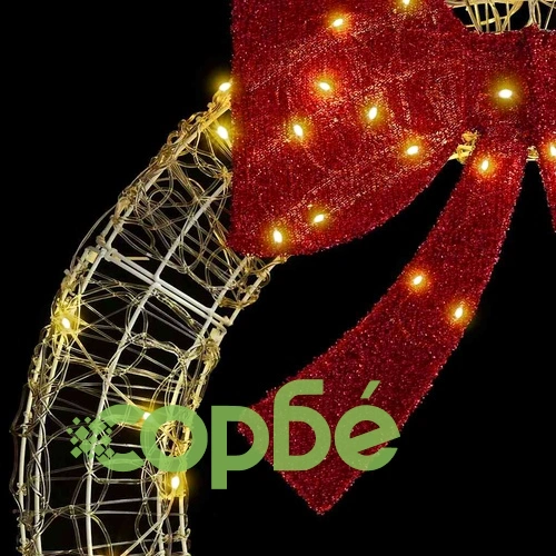 Коледен венец с LED осветление топло бяло 120 см акрил ➤ топ цена ➤ sorbe.bg