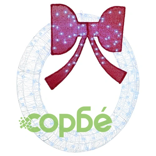 Коледен венец с LED лента студено бяло 120 см акрил ➤ топ цена ➤ sorbe.bg