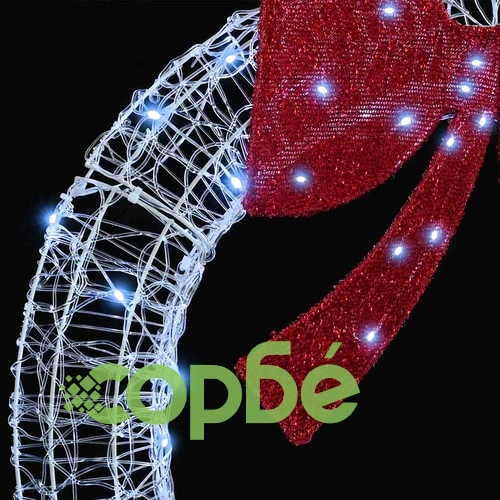 Коледен венец с LED лента студено бяло 120 см акрил ➤ топ цена ➤ sorbe.bg