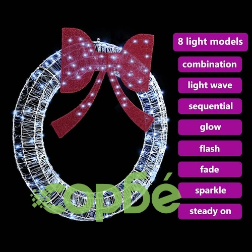 Коледен венец с LED лента студено бяло 120 см акрил ➤ топ цена ➤ sorbe.bg