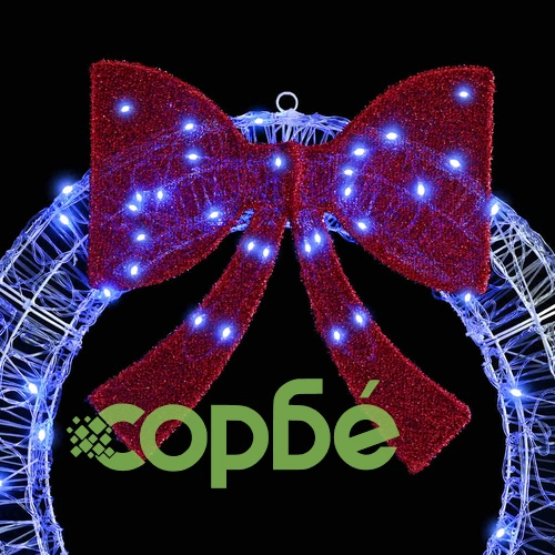 Коледен венец с LED светлини 120 см синьо акрил ➤ топ цена ➤ sorbe.bg