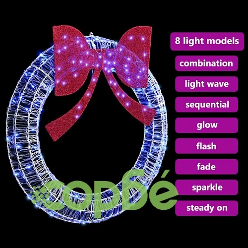 Коледен венец с LED светлини 120 см синьо акрил ➤ топ цена ➤ sorbe.bg