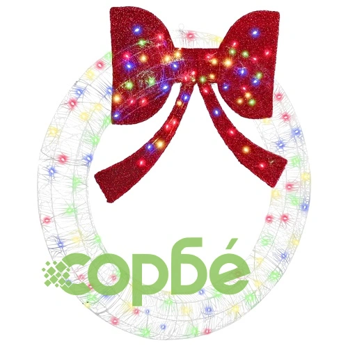 Коледен венец с LED лентисти светлини многоцветен 120 см акрил ➤ топ цена ➤ sorbe.bg