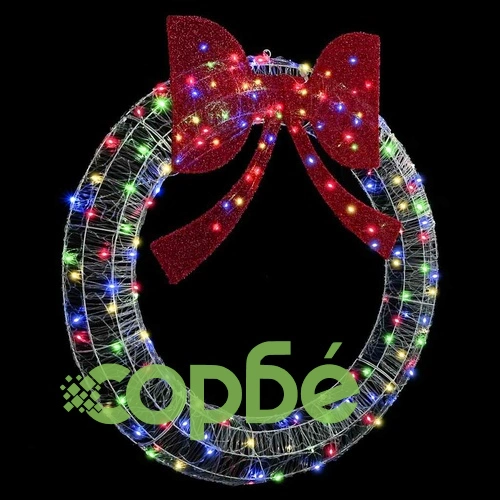 Коледен венец с LED лентисти светлини многоцветен 120 см акрил ➤ топ цена ➤ sorbe.bg