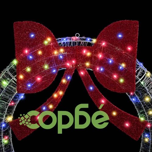 Коледен венец с LED лентисти светлини многоцветен 120 см акрил ➤ топ цена ➤ sorbe.bg