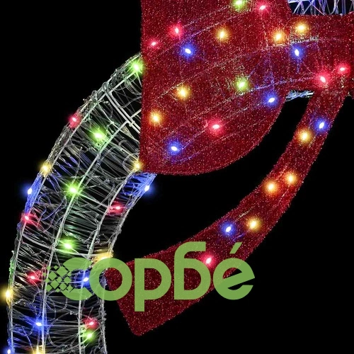 Коледен венец с LED лентисти светлини многоцветен 120 см акрил ➤ топ цена ➤ sorbe.bg