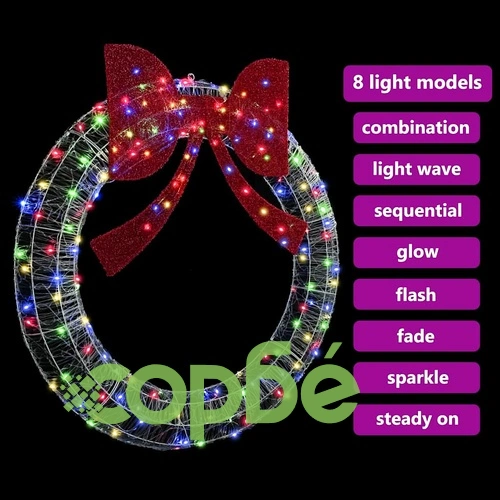 Коледен венец с LED лентисти светлини многоцветен 120 см акрил ➤ топ цена ➤ sorbe.bg