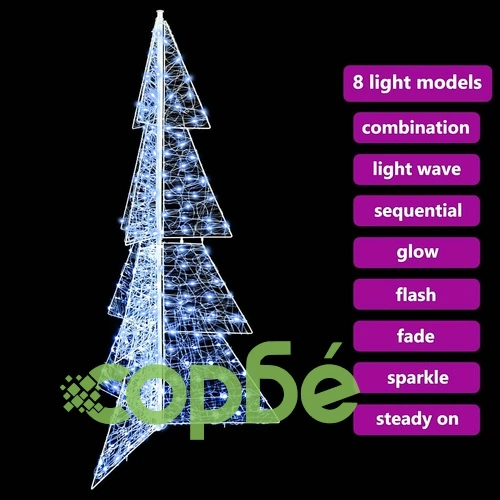 Коледно дърво с 240 LED светлини студено бяло 180 см акрил ➤ топ цена ➤ sorbe.bg
