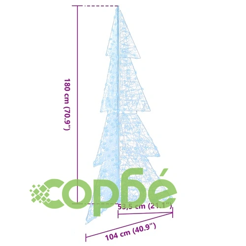 Коледно дърво с 240 LED светлини студено бяло 180 см акрил ➤ топ цена ➤ sorbe.bg