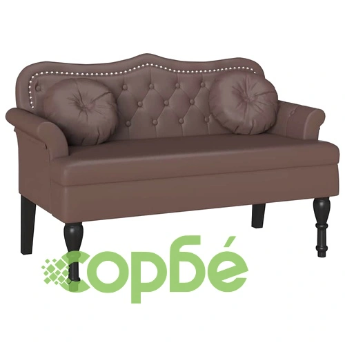 Пейка Честърфилд от изкуствена кожа, кафява, 120,5 x 65 x 75 см ➤ топ цена ➤ sorbe.bg