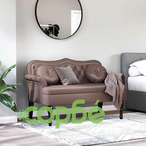 Пейка Честърфилд от изкуствена кожа, кафява, 120,5 x 65 x 75 см ➤ топ цена ➤ sorbe.bg