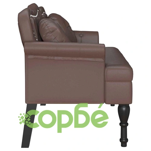 Пейка Честърфилд от изкуствена кожа, кафява, 120,5 x 65 x 75 см ➤ топ цена ➤ sorbe.bg