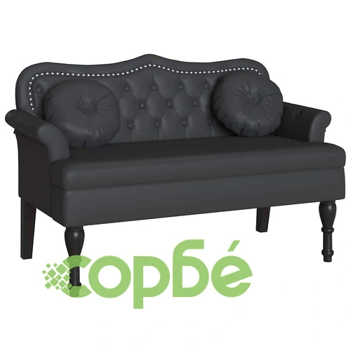 Пейка Честърфилд от Изкуствена Кожа, Черна, 120.5 x 65 x 75 см ➤ топ цена ➤ sorbe.bg