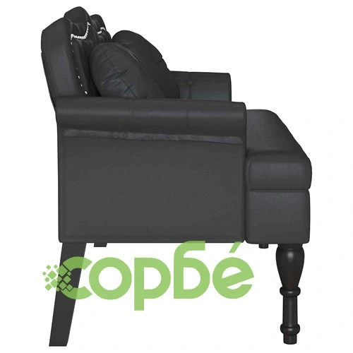 Пейка Честърфилд от Изкуствена Кожа, Черна, 120.5 x 65 x 75 см ➤ топ цена ➤ sorbe.bg