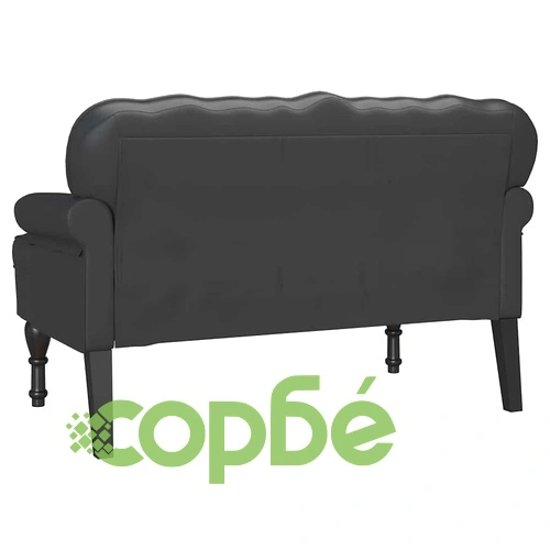 Пейка Честърфилд от изкуствена кожа, черна, 119,5 x 64,5 x 75 см ➤ топ цена ➤ sorbe.bg