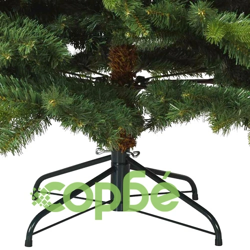 Изкуствена коледна елха с шарнирни клонки и метална поставка 210 см PVC/PE зелена ➤ топ цена ➤ sorbe.bg
