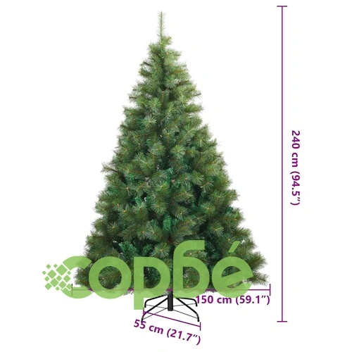 Изкуствено коледно дърво с шарнирни клонки 240 см PVC зелено ➤ топ цена ➤ sorbe.bg