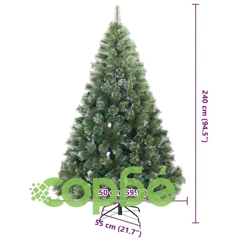 Изкуствено коледно дърво с покритие от сняг 240 см PVC бяло сгъваемо ➤ топ цена ➤ sorbe.bg