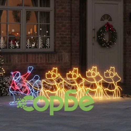 LED коледна декорация с 4 елена и шейна - многоцветна 69x79 см ПВЦ ➤ топ цена ➤ sorbe.bg
