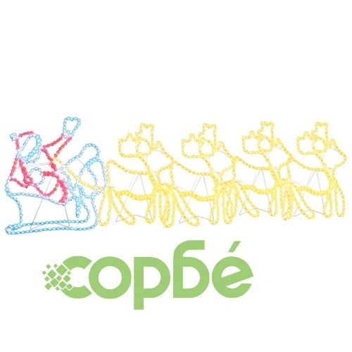 LED коледна декорация с 4 елена и шейна - многоцветна 69x79 см ПВЦ ➤ топ цена ➤ sorbe.bg