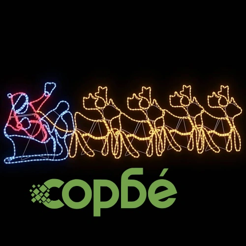 LED коледна декорация с 4 елена и шейна - многоцветна 69x79 см ПВЦ ➤ топ цена ➤ sorbe.bg