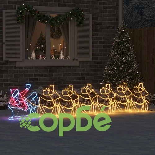 LED коледна декорация с 6 елена и Дядо Коледа 69x79 см ПВЦ ➤ топ цена ➤ sorbe.bg