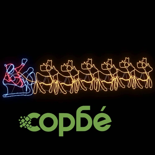 LED коледна декорация с 6 елена и Дядо Коледа 69x79 см ПВЦ ➤ топ цена ➤ sorbe.bg