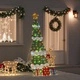 Осветена коледна елха 2D с 3 подаръчни кутии топло бяла 210 cm стомана