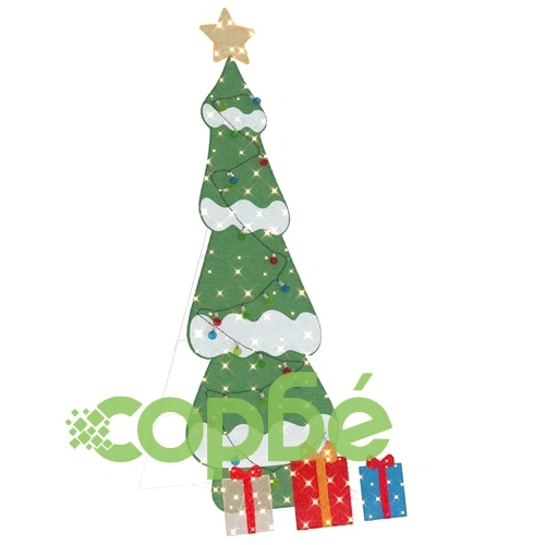 Осветена коледна елха 2D с 3 подаръчни кутии топло бяла 210 cm стомана ➤ топ цена ➤ sorbe.bg