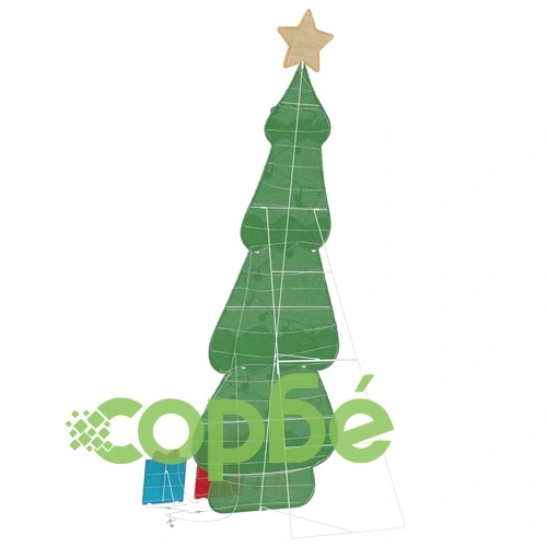 Осветена коледна елха 2D с 3 подаръчни кутии топло бяла 210 cm стомана ➤ топ цена ➤ sorbe.bg