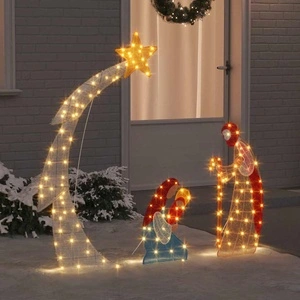 Светеща сцена на Рождество Христово 149x32x127.5 см полиестер топло бяло LED