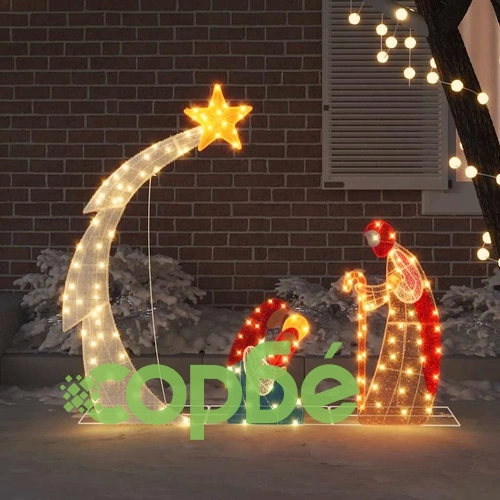 Светеща сцена на Рождество Христово 149x32x127.5 см полиестер топло бяло LED ➤ топ цена ➤ sorbe.bg