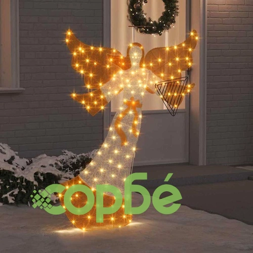 Светеща декоративна фигура ъгъл с LED осветление 116x29x158.5 см полиестер топло бяло ➤ топ цена ➤ sorbe.bg
