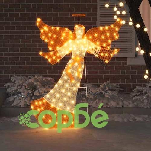 Светеща декоративна фигура ъгъл с LED осветление 116x29x158.5 см полиестер топло бяло ➤ топ цена ➤ sorbe.bg