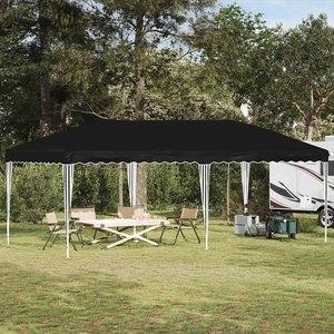 Поп-ъп парти шатра 575 x 290 x 245 см, черна, стомана и полиестер