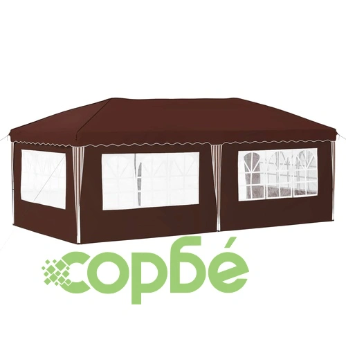 Поп-ъп парти шатра 575 x 289 x 245 см, кафява, полиестер 210D ➤ топ цена ➤ sorbe.bg