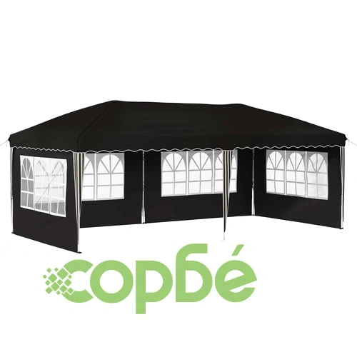 Поп-ъп парти шатра 575 x 289 x 245 см, черна, полиестер 210D ➤ топ цена ➤ sorbe.bg