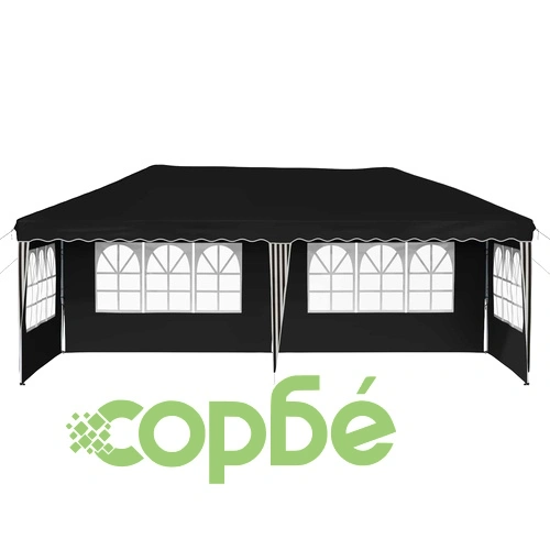 Поп-ъп парти шатра 575 x 289 x 245 см, черна, полиестер 210D ➤ топ цена ➤ sorbe.bg