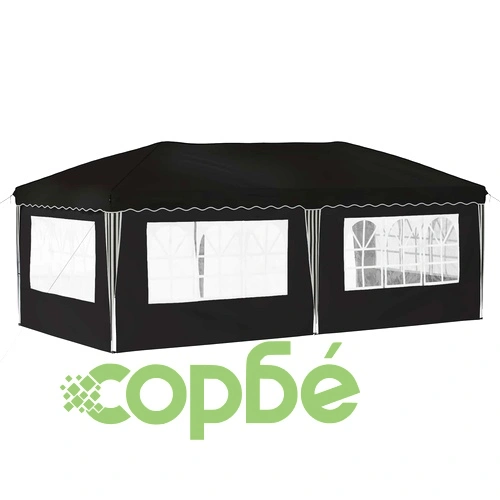 Поп-ъп парти шатра 575 x 289 x 245 см, черна, полиестер 210D ➤ топ цена ➤ sorbe.bg
