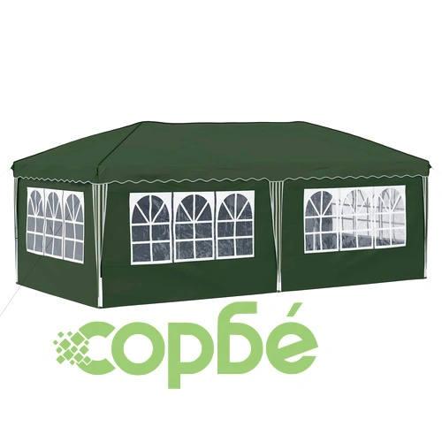Поп-ъп парти шатра 575 x 288 x 245 см, зелена, полиестер 210D ➤ топ цена ➤ sorbe.bg