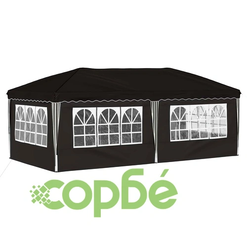 Поп-ъп парти шатра 575 x 288 x 245 см, черна, стомана ➤ топ цена ➤ sorbe.bg