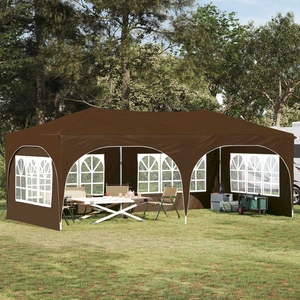 Поп-ъп парти шатра 575 x 288 x 245 см, оксфордска тъкан, таупе