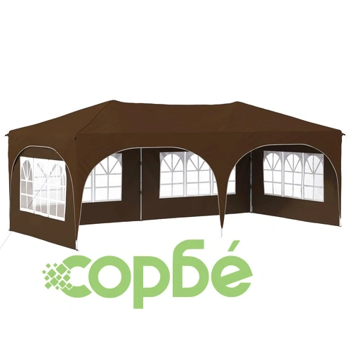 Поп-ъп парти шатра 575 x 288 x 245 см, оксфордска тъкан, таупе ➤ топ цена ➤ sorbe.bg