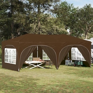 Поп-ъп парти шатра 575 x 288 x 245 см, оксфордска тъкан, таупе