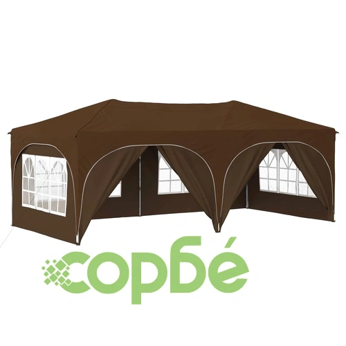 Поп-ъп парти шатра 575 x 288 x 245 см, оксфордска тъкан, таупе ➤ топ цена ➤ sorbe.bg