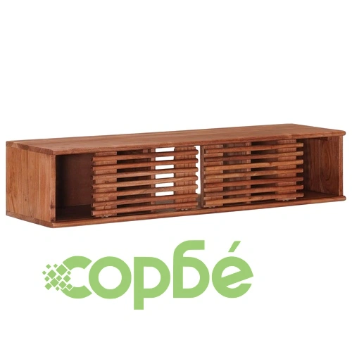 ТВ шкаф от масивна акациева дървесина с врати, естествен цвят - 105 x 30 x 22,5 см ➤ топ цена ➤ sorbe.bg